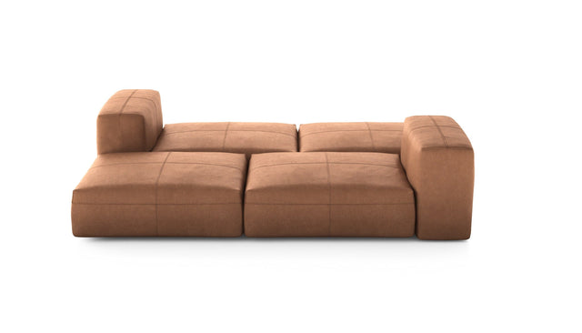 Preset double lounger - leather - brown - 241cm x 210cm