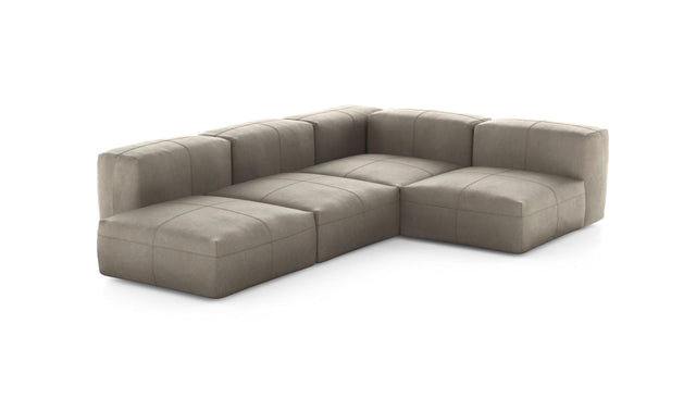 Preset four module corner sofa - leather - beige - 199cm x 283cm
