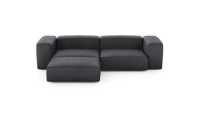 Preset three module chaise sofa - leather - dark grey - 272cm x 199cm