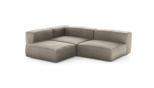 Preset three module corner sofa - leather - beige - 220cm x 220cm